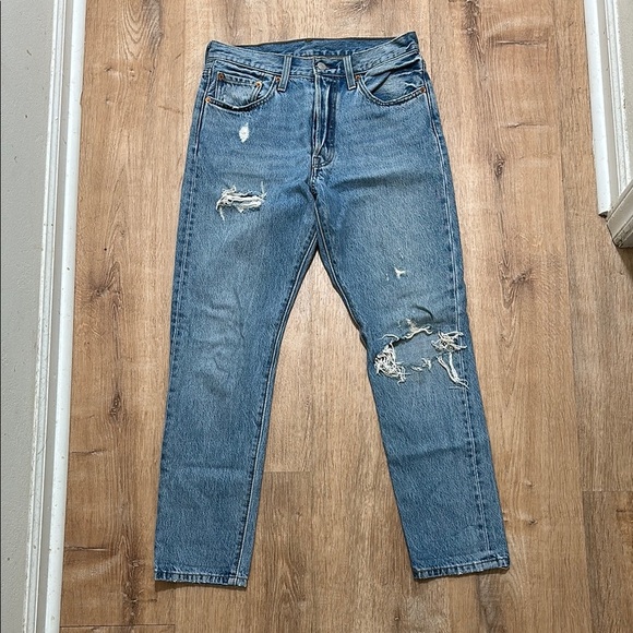 Levi's Denim - LEVI’S | Women’s 501 Distressed Straight Leg Denim Jeans
